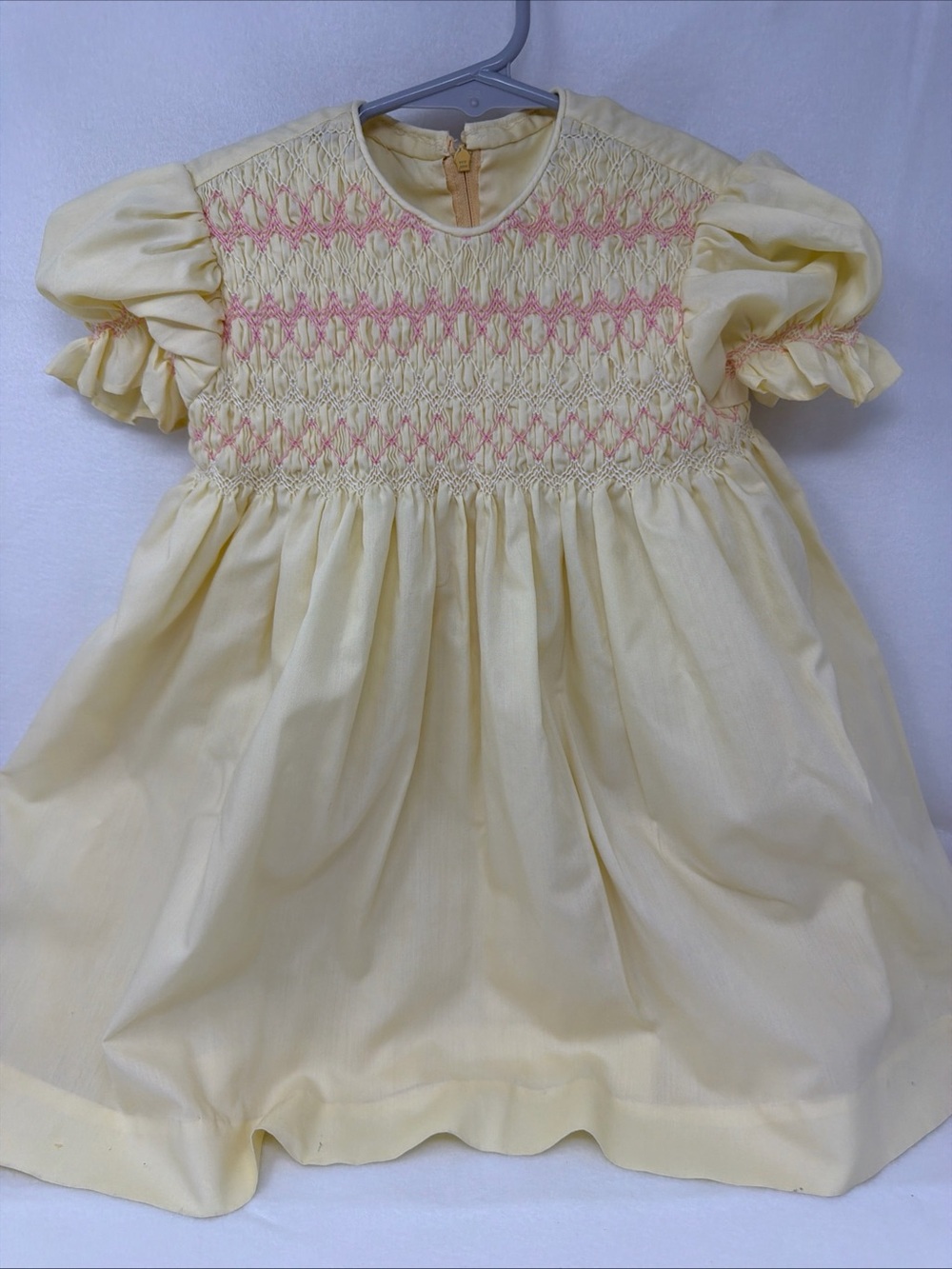Vintage Toddler Girl Yellow Smocked Dress Size 18-24 Months